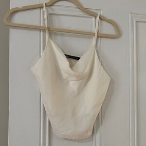 Zara Cream Satin Cowl Neck Camisole